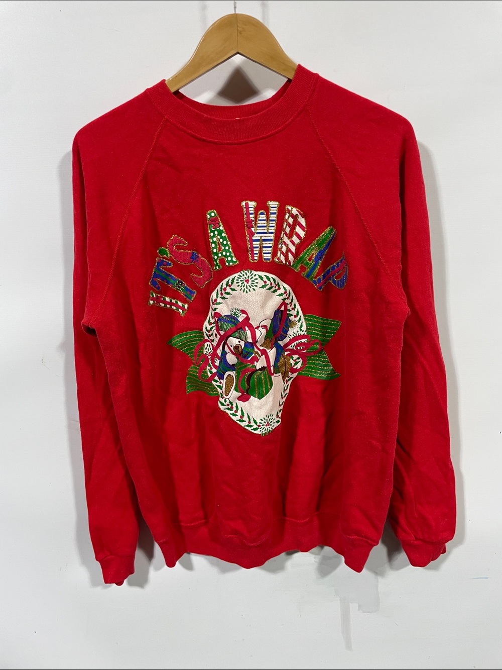 Vintage 90s Hanes Christmas Red Crewneck Sweatshirt - Men's